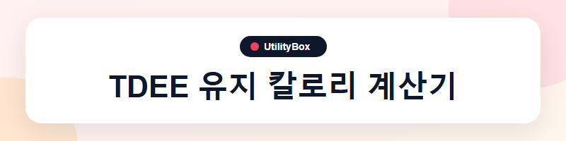 UtilityBox TDEE 유지 칼로리 계산기